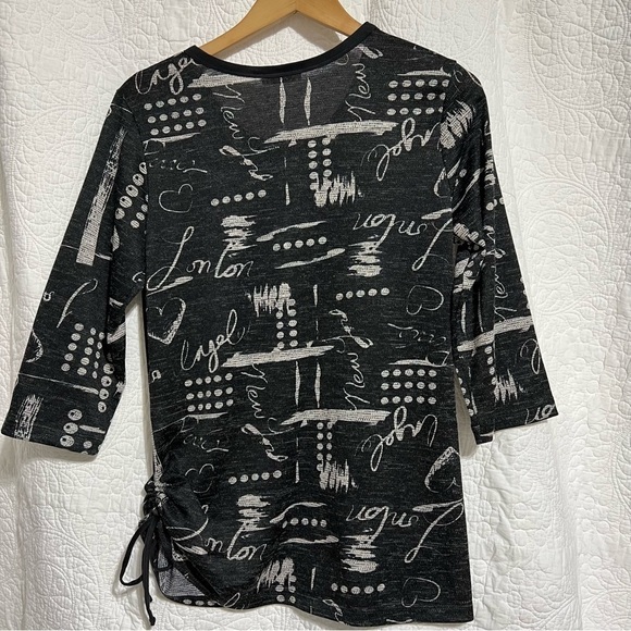 BROCHURE Black and Grey Graphic Pull Side Top, Size Medium-#346 - Picture 4 of 8